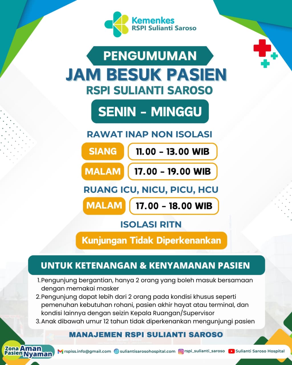 jam besuk pasien rspi sulianti saroso oktober 2025