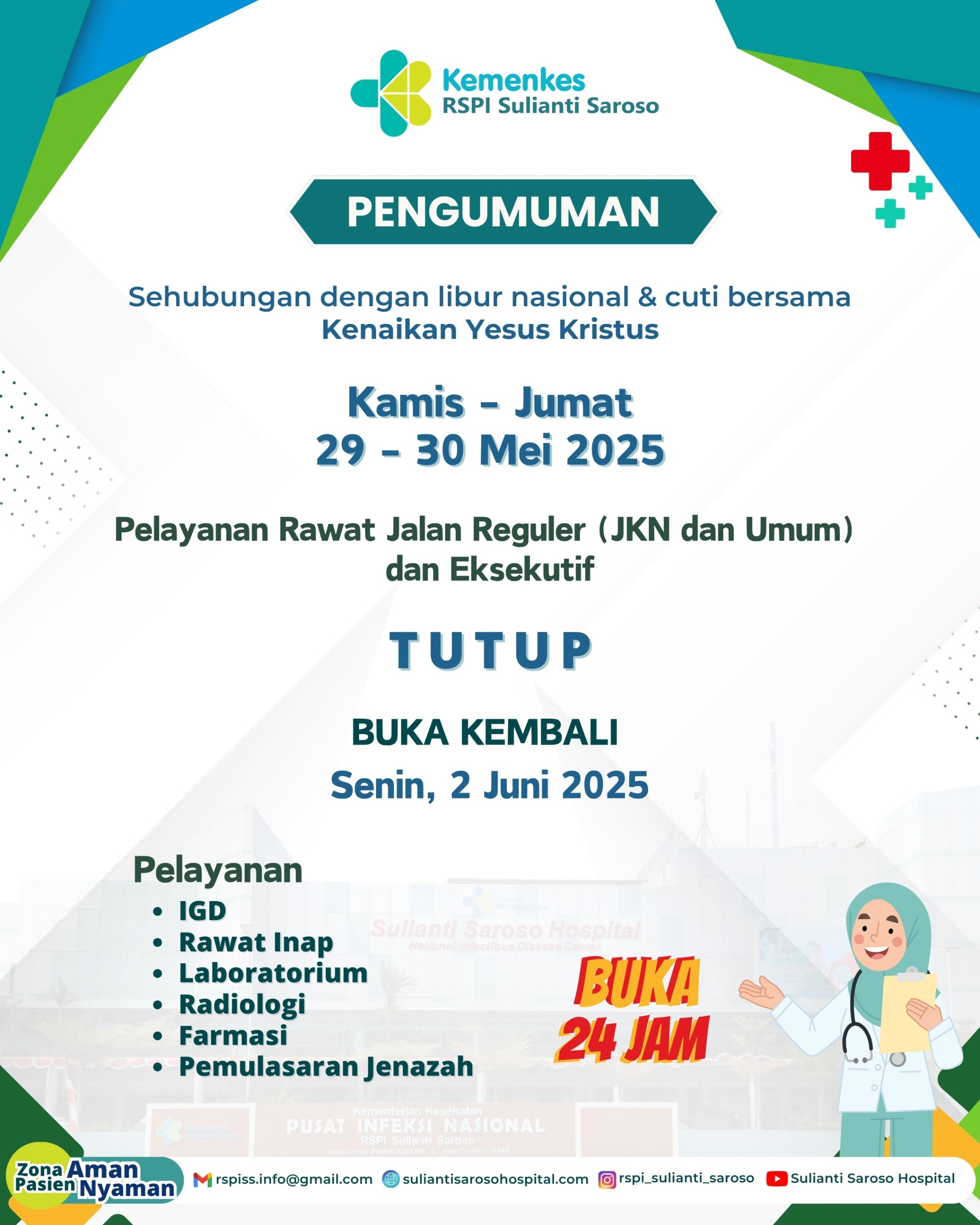 pengumuman libur nasional dan cuti bersama kenaikan yesus kristus rspi sulianti saroso